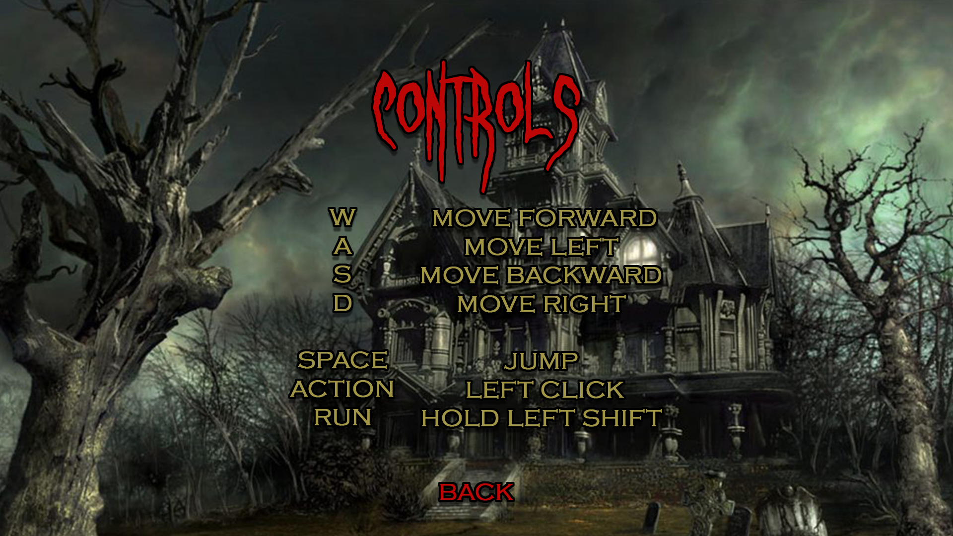 Don't Go Into The Light: Controls Screen